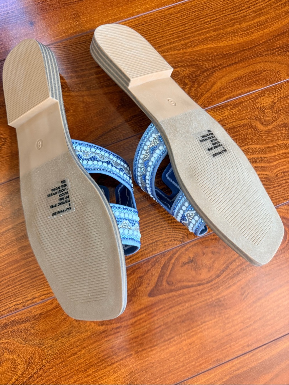 Madden Girl Blue Beaded Slide Sandals